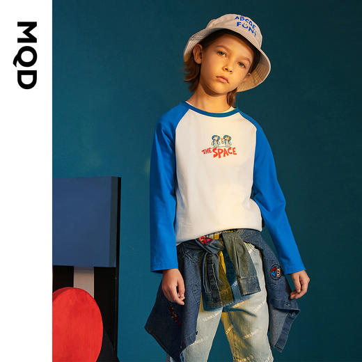【MQD】童装男童长袖T恤春秋新款上衣中大童插肩袖儿童打底衫 商品图0