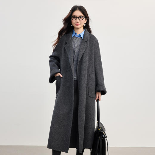 【10/15新品】熙世界通勤轻熟风灰色毛呢半身裙女秋冬季高腰显瘦a字包臀直筒裙 商品图4