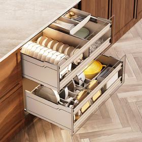 娜家维图系列浅色厨房橱柜抽屉式碗碟篮