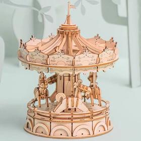 若来（RoLife）若态·旋转木马 木质diy手工立体拼图玩具桌面摆件cj