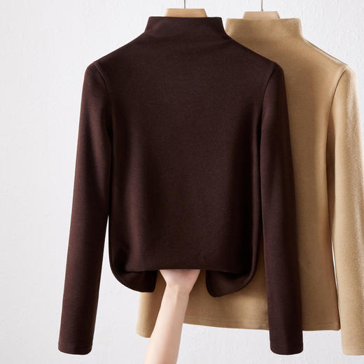 「自j」全新升级【铂金会员119/天猫159/差价40】(53906)洛诗琳新款加绒打底衫2025秋冬半高领加厚天丝绒长袖T恤女 商品图1