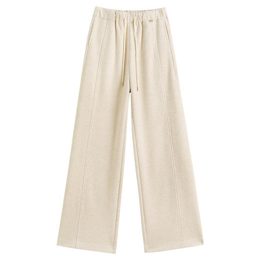 QYM H626-Y毛呢垂感阔腿裤松紧高腰直筒裤休闲裤 商品图4