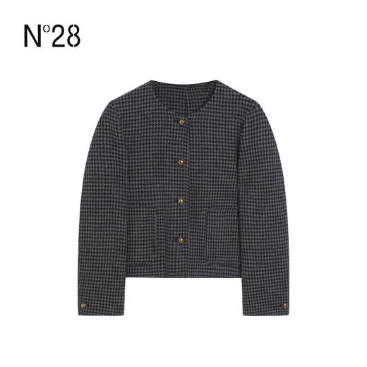 N°28 2025冬季新款设计师女装格子小香风格纹毛呢外套885591D735  商品图2