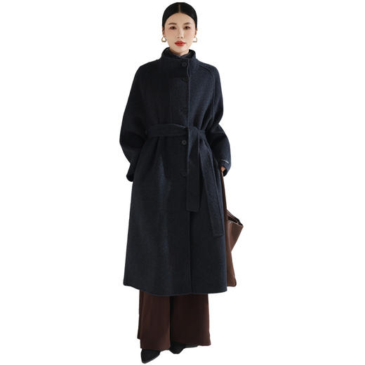 「自」全新升级【铂金会员588/天猫799/差价211】(03101)洛诗琳新款双面羊毛大衣2025秋冬立领加长款腰带毛呢外套 商品图4