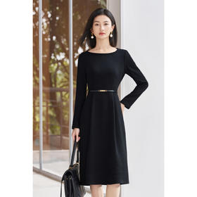 剩S/M/L 米思阳法式赫本风连衣裙女2025秋冬新款修身收腰显瘦气质a字裙连衣裙5M25DL5425