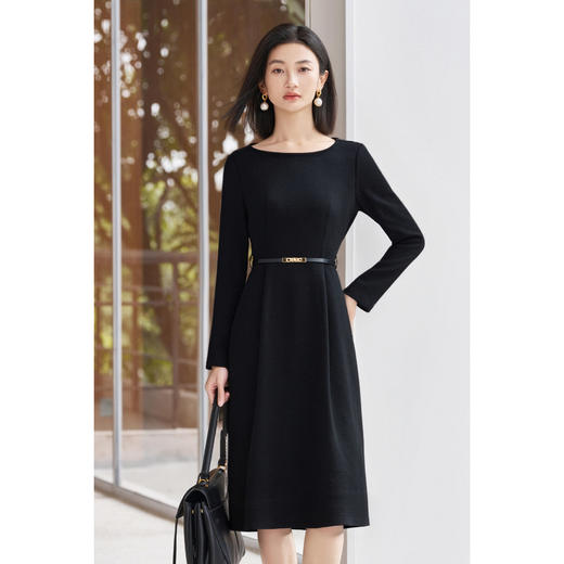 剩S/M/L 米思阳法式赫本风连衣裙女2025秋冬新款修身收腰显瘦气质a字裙连衣裙5M25DL5425 商品图0