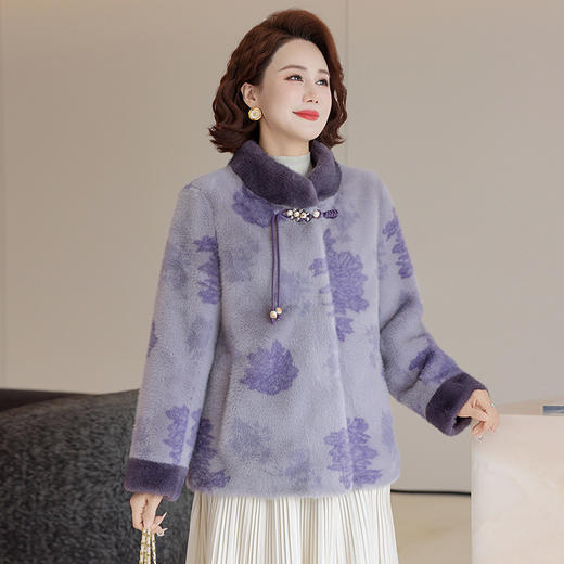 FW 8545国风立领仿貂绒上衣皮毛一体加绒加厚外套 商品图3