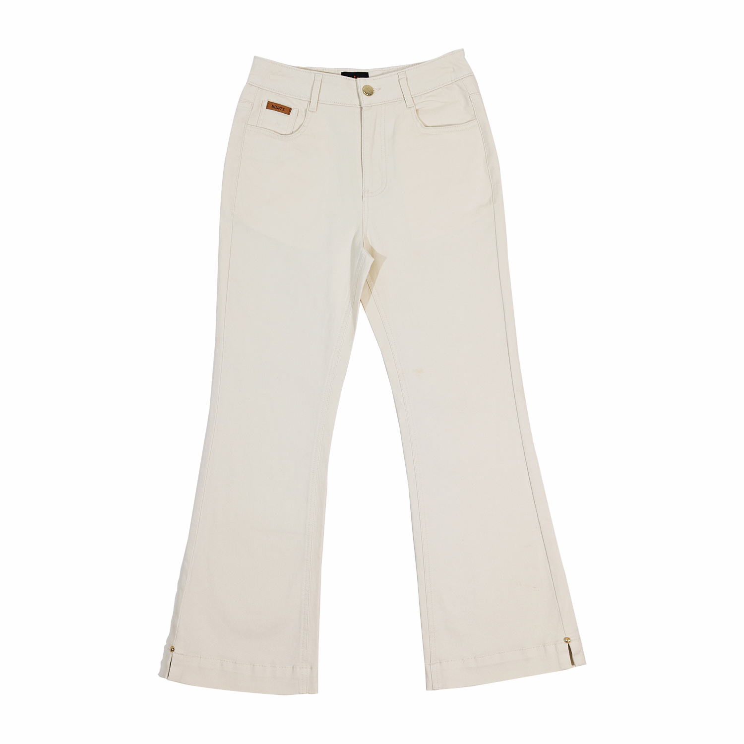 半身缘女裤 秋季修身百搭弹力开叉九分微喇休闲裤253102M30320013