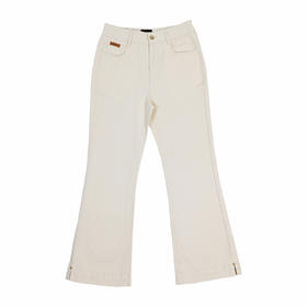 半身缘女裤 秋季修身百搭弹力开叉九分微喇休闲裤253102M30320013