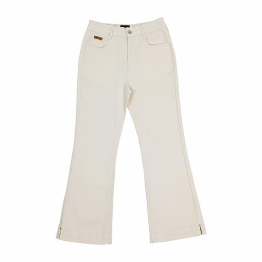 半身缘女裤 秋季修身百搭弹力开叉九分微喇休闲裤253102M30320013 商品图0