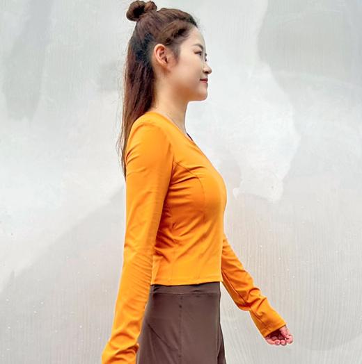 壁虎瑜伽【2510SY428】褶皱美背修身长袖（一体式胸垫）【5天发货】 商品图5