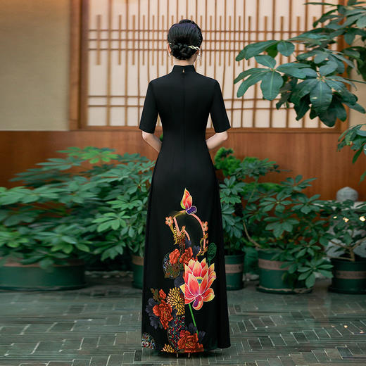 QCYJ 190奥黛走秀旗袍连衣裙大气演出礼服 商品图4