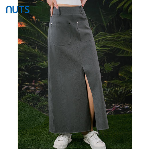 NUTS春秋季新款复古气质高腰显瘦直筒宽松长款半身裙413062338 商品图0