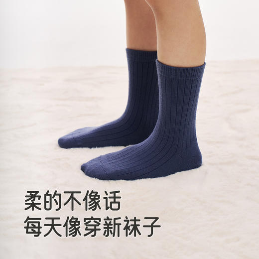 英氏儿童袜子羊毛袜女童秋冬保暖中袜舒适隔凉地板袜男童袜子 商品图2
