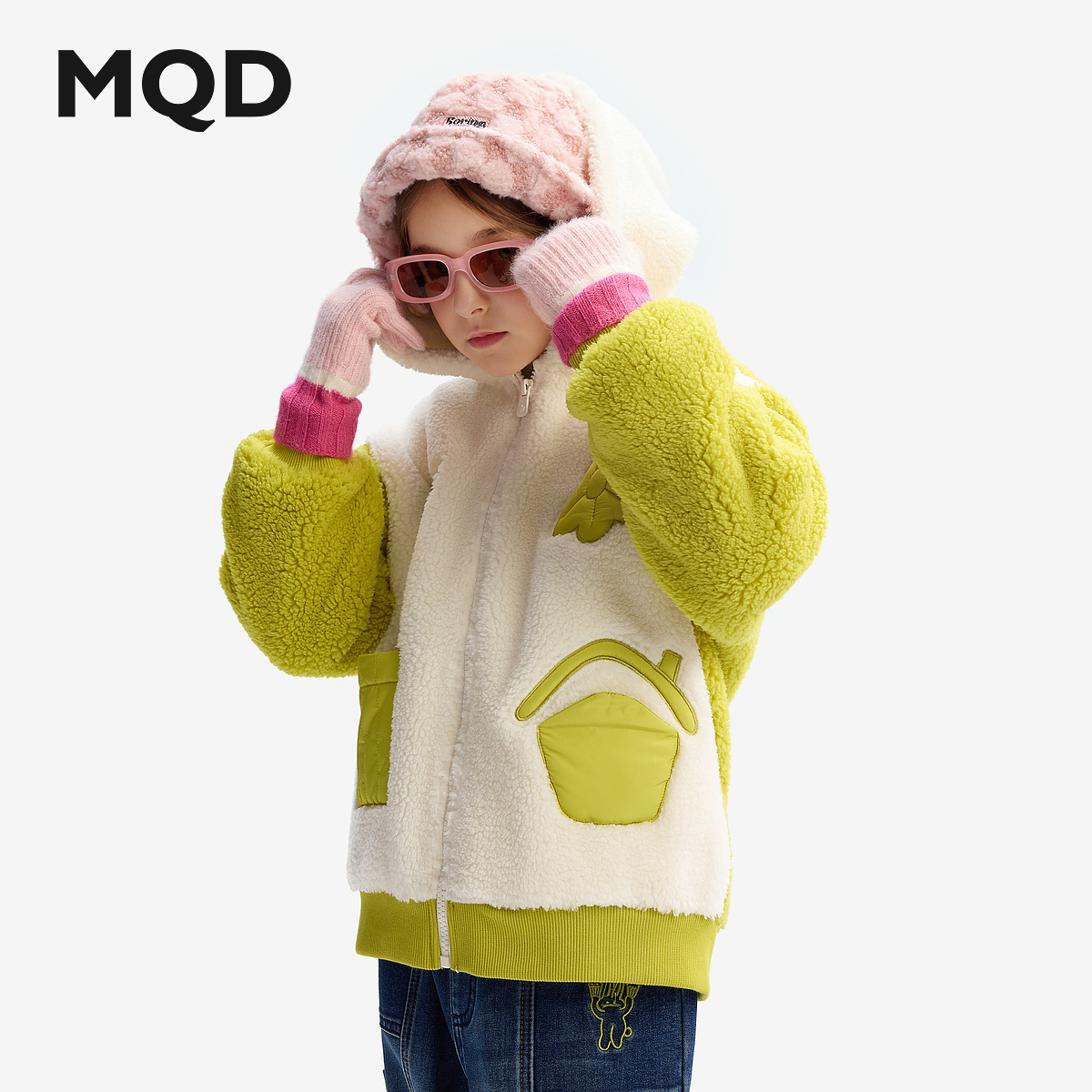 【MQD】女大童加厚连帽外套冬装新款儿童宝宝保暖卫衣开衫