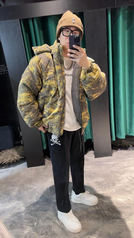 U&R男款提花可拆卸连帽棉服(波哥M蕾姐S） 商品图5