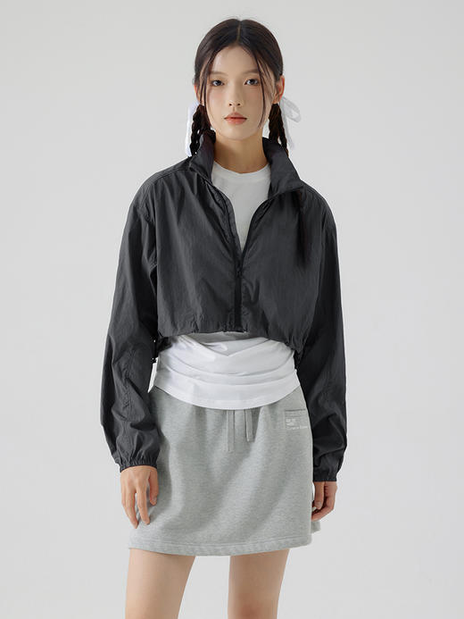 CryingCenter 深灰户外防紫外线轻薄短款连帽防晒外套 哭喊中心 商品图2