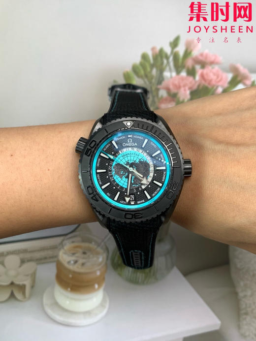 欧米茄 VS海马600米系列 海洋宇宙 海马世界时陶瓷壳 蒂芙尼蓝 男士腕表 表径45.5mm 8938一体机 快跳日历 双色夜光 商品图8