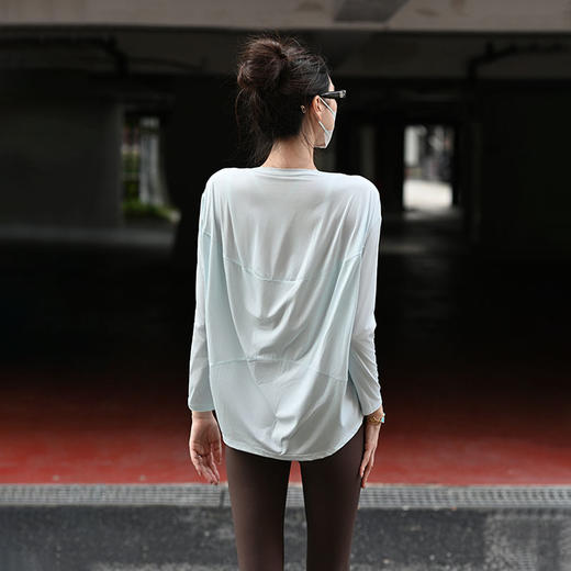 Beemen宽松长袖运动上衣女  轻薄透气不闷汗速干宽松遮肉 瑜伽跑步休闲罩衫 商品图0