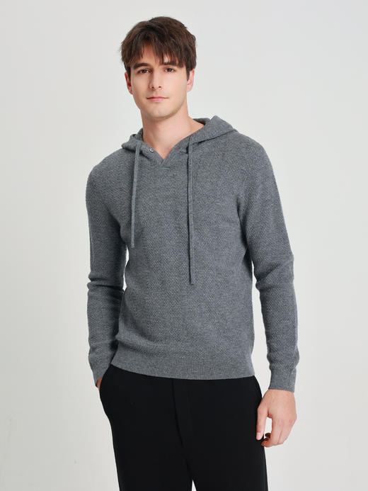 callisto海豚灰羊毛连帽毛衣 商品图2