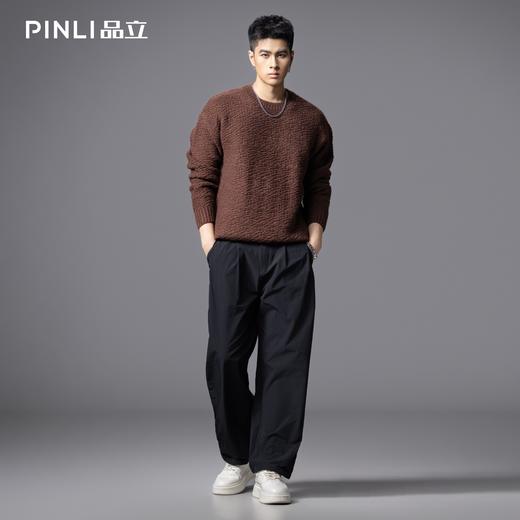 PINLI品立2025秋季新款粗针重磅宽松圆领针织衫男百搭休闲毛衣潮GD253110130 商品图1