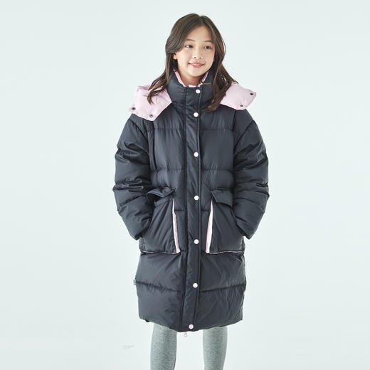 棵初25年冬季新款亲子中大女童拼色长款羽绒服防钻绒基础百搭外套 商品图4