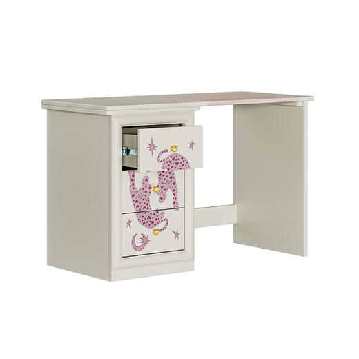 喜梦宝粉红豹书桌松木实木多层免漆饰面皮革耐用学习桌 商品图3