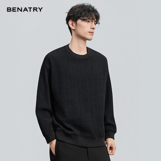 贝纳川冬季新品肌理内里加绒圆领卫衣ECT424001 商品图4