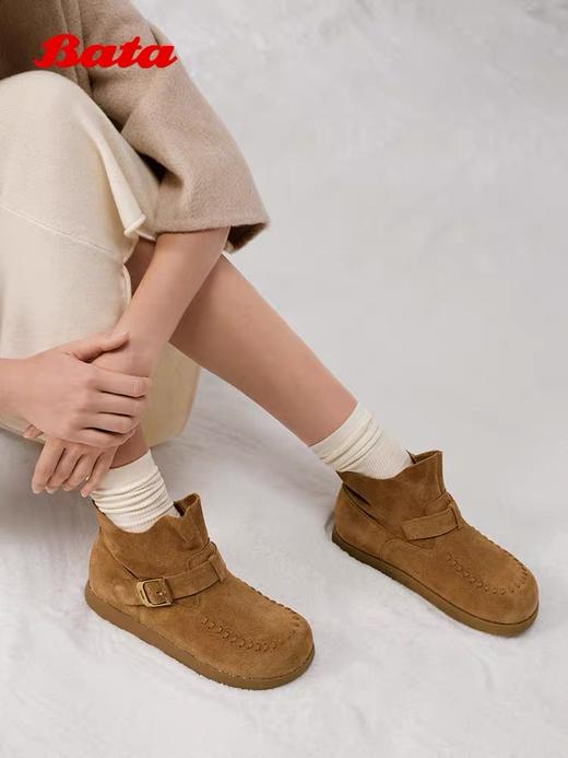 【云粉节】【拔佳】BF楼Bata时装靴女2025冬款百搭牛剖皮通勤厚底休闲靴30925DD5    吊牌价1059   活动价639 商品图2