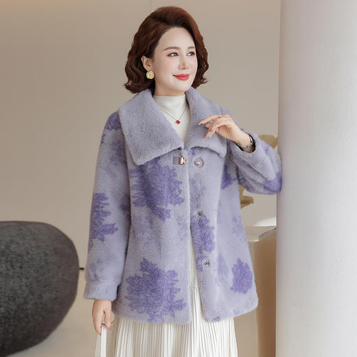 FW 8546加绒加厚皮毛一体大衣国风仿水貂绒外套 商品图1