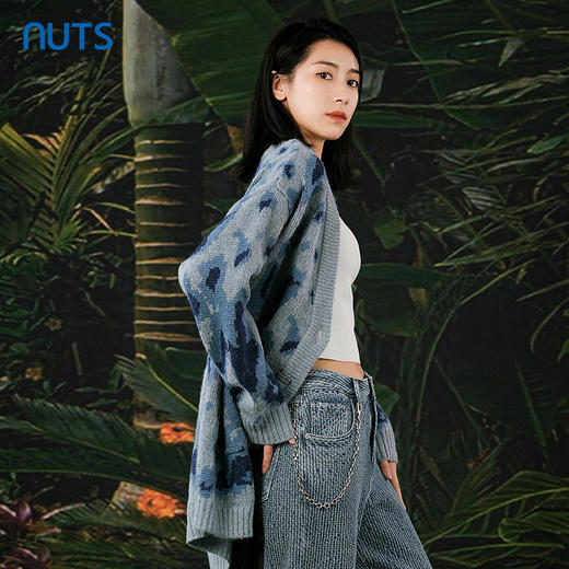 NUTS春秋新款时尚气质宽松显瘦百搭中长款针织外套女412052362 商品图1