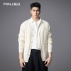 PINLI品立2025秋季新款男士宽松落肩V领开衫提花毛衣针织衫外套潮GD253110127 商品缩略图0
