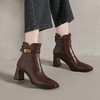 【预售5天】7CM牛皮！时尚皮带锁扣粗跟短靴女新款方头高跟瘦瘦靴女秋冬YS&YSX4084 商品缩略图1