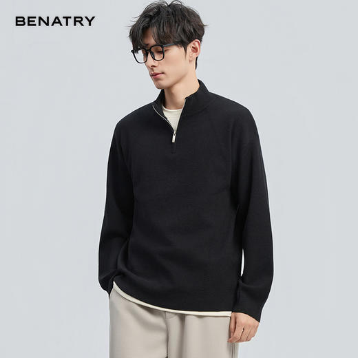 贝纳川冬季新品半拉链套头立领毛衣ECF416001 商品图2