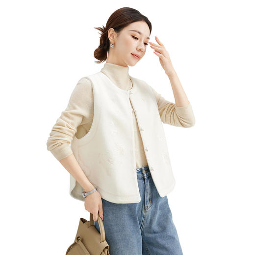 SM 1319坎肩马夹无袖外套新中式刺绣马甲宽松减龄洋气 商品图4