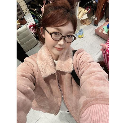 25AW上新【现货折上95折】 蕾蕾同款【冬日序言】气质麂皮绒羔羔毛翻领夹克外套冬季短款 商品图2