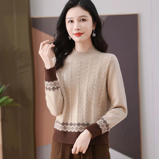 妈妈洋气针织上衣，本命年红色毛衣中老年气质打底衫CC-101-56281 商品图1