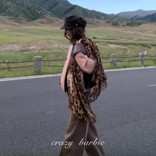 【YW】无忧购【甄选】29元2件棕色豹纹围巾秋冬季高级感纱巾薄款披肩丝巾6587（截单后3-5天发货) 商品图1