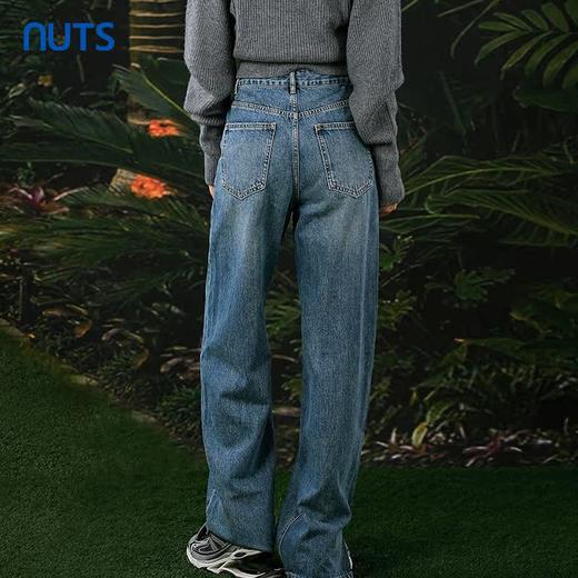 NUTS春秋季新款复古高腰直筒显瘦百搭长款牛仔裤女412113375 商品图4