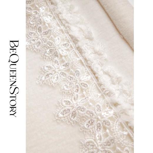 余潇潇【星光筑梦】时尚百搭山海绒混纺拼接蕾丝花边显瘦直筒休闲裤 商品图2