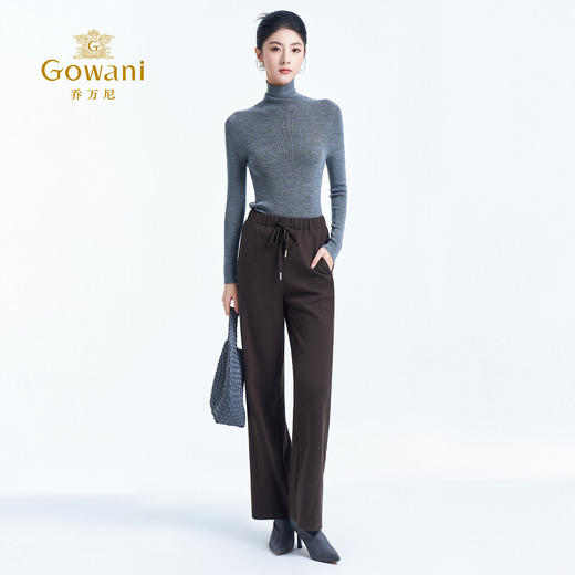 乔万尼2025冬新品松弛感直筒松紧腰休闲裤EZ4F155 商品图3