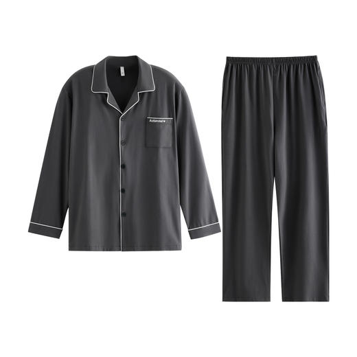 爱帝男式长袖睡衣套精梳棉经典翻领套装 商品图9