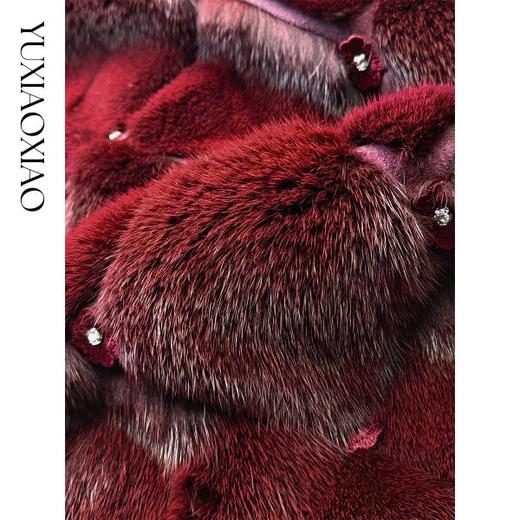 余潇潇【勃艮第贵妇】丹麦水貂定染菱形格纹斗篷廓形立领钩扣皮草 商品图2