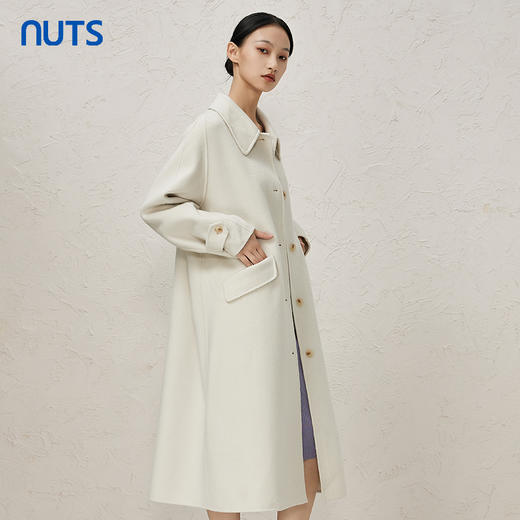 NUTS商场同款秋冬季高级感简约纯色翻领双面毛呢大衣女342152046 商品图1