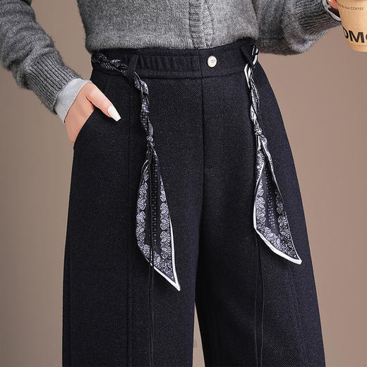 QYM H625-Y弯刀裤厚款毛呢裤宽松休闲阔腿裤直筒裤 商品图3