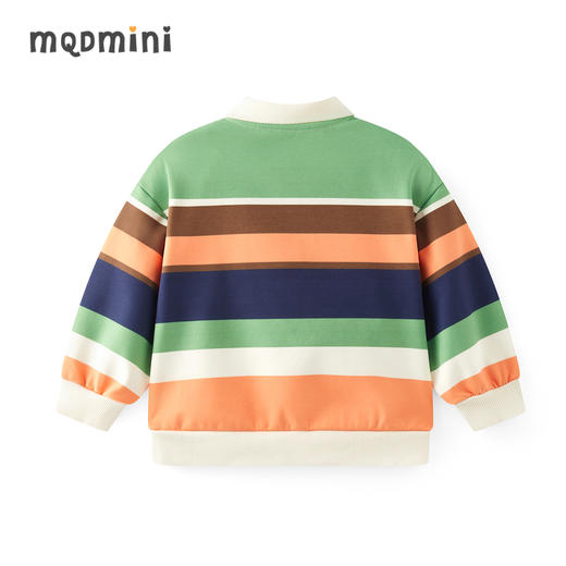 【秒】【MQD】童装男童翻领卫衣秋冬季新款儿童加绒条纹上衣撞色 商品图1