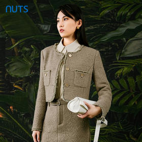 NUTS春秋季新款小香风气质直筒显瘦圆领短款外套女411041443