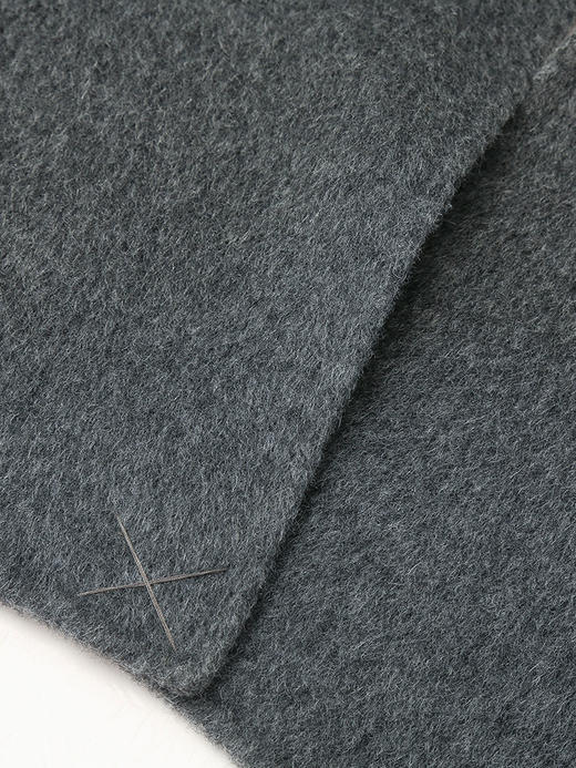 秋冬新款灰色双面呢大衣女中长款气质西装领双排扣收腰系带毛呢外套 商品图4