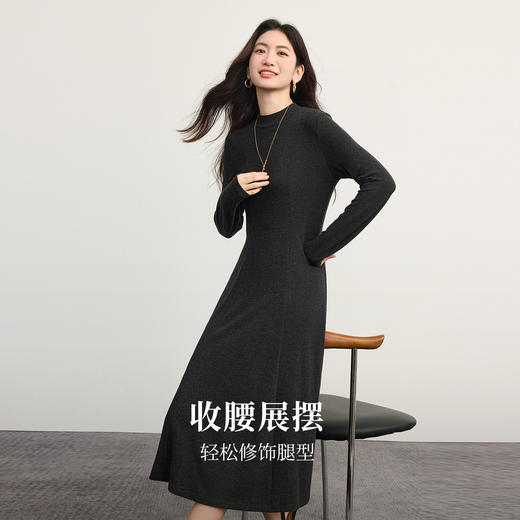 【10/15新品】熙世界仿羊绒磨毛针织连衣裙女2025秋冬款通勤百搭内搭打底长裙子 商品图1