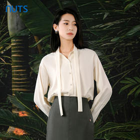 NUTS春秋季新款法式通勤气质飘带宽松显瘦长袖衬衫女413011398